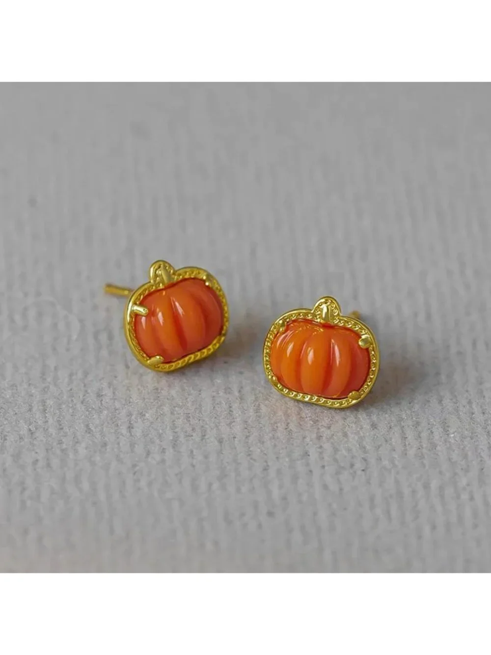 Women’s Style Gold Pumpkin Set Dainty Fall Halloween Jewelry Necklace Earrings